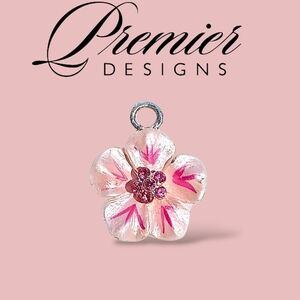 Premier Designs Pearlized Pink Enamel Flower Charm Pendant